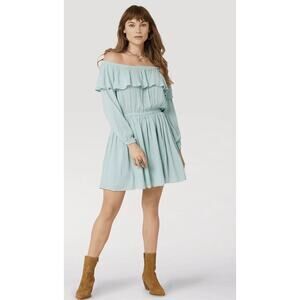 Wrangler Light Blue Off-Shoulder Mini Dress